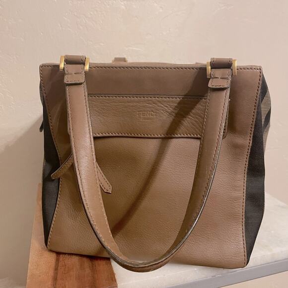 Fendi Foresta Boston Pequin Striped Suede & Leather Box Tote Satchel Bag - Picture 4 of 16